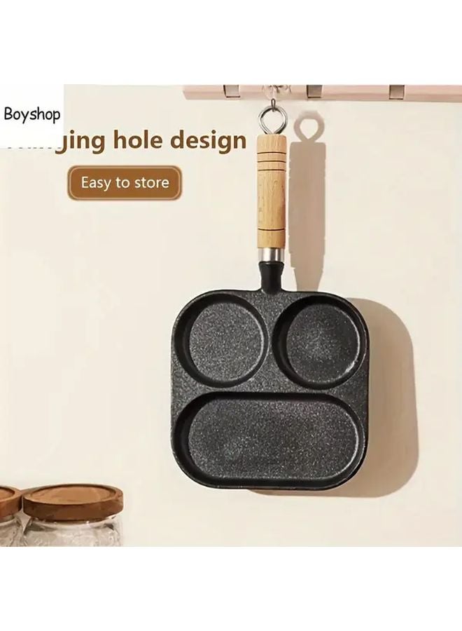 Three Hole Pot 3 In 1 Non Stick Cast Iron Skillet For Eggs Steaks Burgers Durable Cookware - Image 5